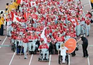 Toronto, ON - Aug 7 2015 - Team Canada enters the stadium during the Opening Ceremonies for the Toronto 2015 Parapan American Games (Photo: Matthew Murnaghan/Canadian Paralympic Committee)
